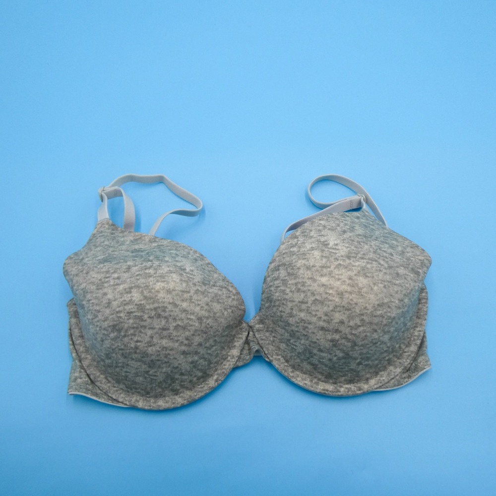 Victoria's Secret PINK Bra Womens 32D Wear‎ Everywhere T-Shirt Grey Cotton Blend